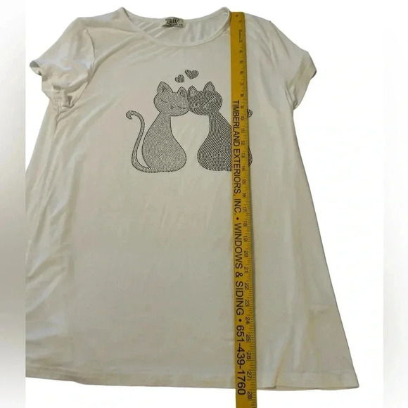 Julia Brand Bejeweled Loving Cats Tee Shirt Size L/XL - Picture 6 of 9